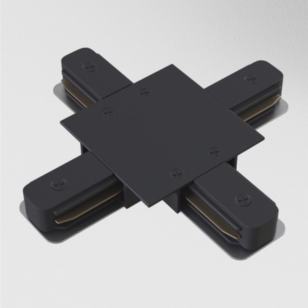 Connector X-shaped for the built-in track system Technical tra002CX-11B, 13x13x2 cm, black color-2