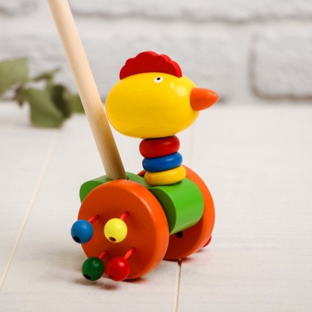 Children's catka on the stick "Animals with beads on wheels" 9 × 14 × 50, mix