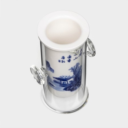 Glass flap for brewing tea "Mountain landscape", 200 ml, 7 × 6 × 10.7 cm, Mix drawing-1