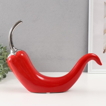 Souvenir ceramics "pepper" red with silver 5.5x26.5x20 cm