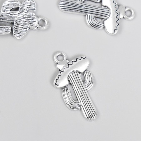 Decor for creativity Metal "Mexican Cactus" silver 2.6x1.4 cm