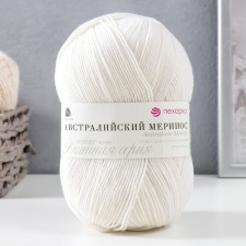 Пряжа "Австралийский меринос" 95%меринос. шерсть,5% акрил объёмный 400м/100гр (01-Белый)