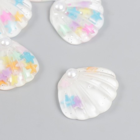 Decor for creativity plastic "Shell with stars" white 2.9x2.5 cm