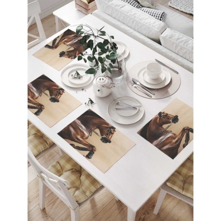 A set of napkins for setting the table "Bold horse", rectangular, size 32x46 cm, 4 pcs