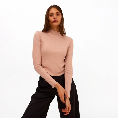 Women's turtleneck Minaku: Basic Line, color is light beige, size 42-2