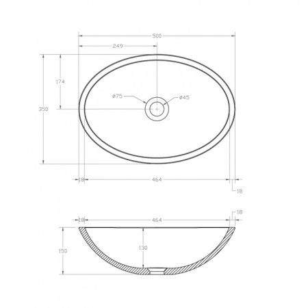 ABBER KRISTALL AT2802OPAL sink, invoice, 500x350x150 mm, brown-3