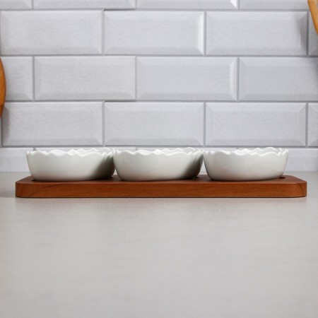 Menzhitsa "Marine", 3 pcs: 200 ml, wooden base, porcelain, Iran-3