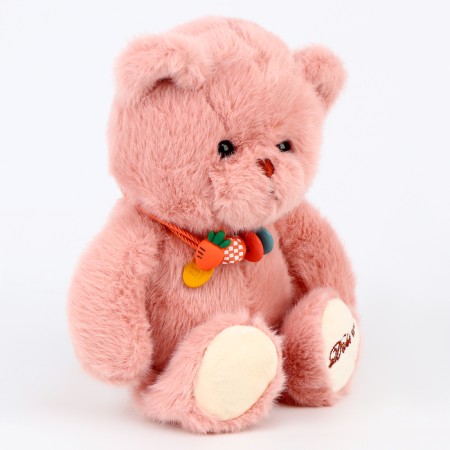 Soft toy "Bear" with a necklace, 20 cm, pink color-1