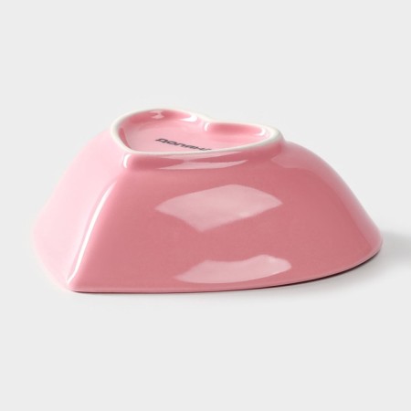 Ceramic Dolyana Salamnik "Heart", 130 ml, 12.5 × 11.5 cm, pink color-3