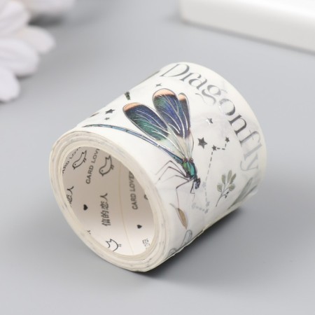 Adhesive tape Paper "Dragonfly" width 4 cm winding 3 m 4x4 cm-1