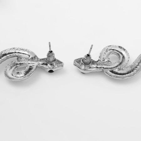 Earrings Metal "Snake" Fixed desire, color silver-2