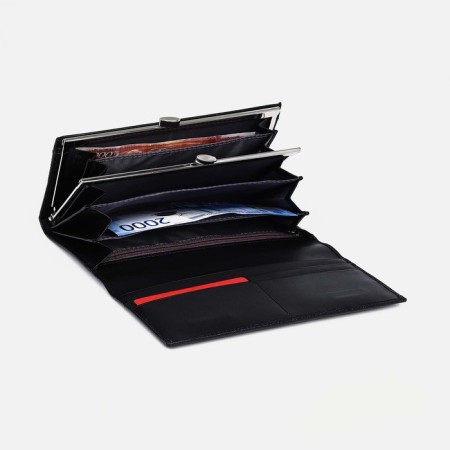 Women's wallet on magnets, black color-2
