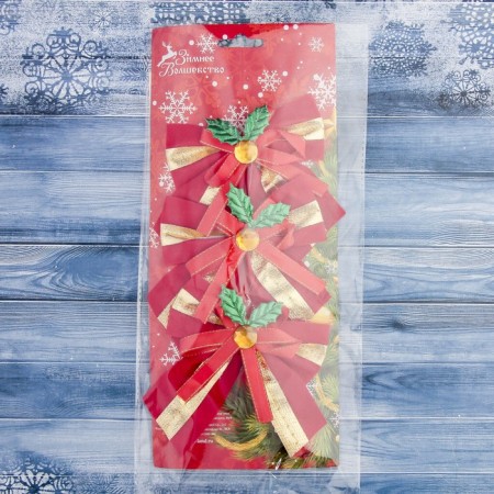 Christmas tree decoration "Baltic with Ostolist" (set of 3 pcs) 10.5x10 cm, golden red-1
