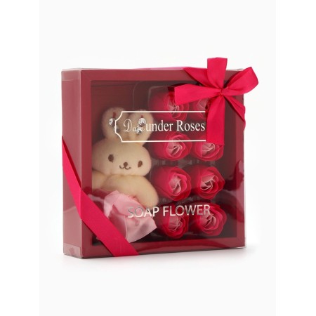 A set of soap roses in a box is 8 pieces, pink-white with a bunny-4