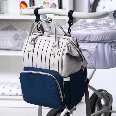 Women's backpack with a thermal carman, thermal drum - portfolio, gray/blue color-1