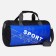 Sports bag with zipper, long belt, black color/cornflower