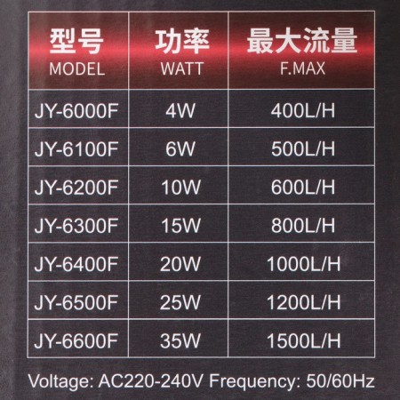 Internal filter Jingye JY-6500F, three-section, 1200 l/h, 25 watts-6