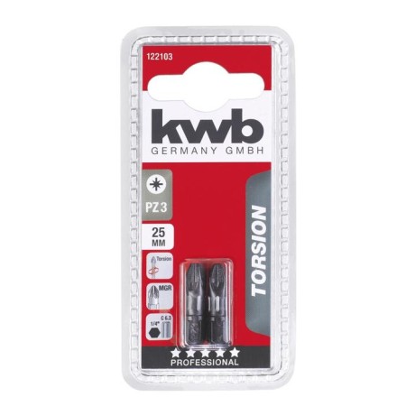 Bit KWB Torsion, PZ3, 25 mm, steel TQ60, 2 pcs-1