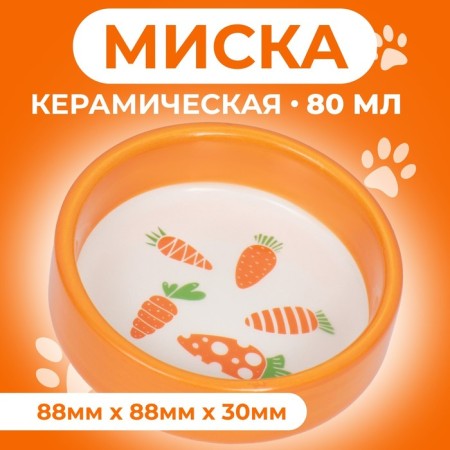 Ceramic bowl with carrots 80 ml 8.8 x 8.8 x 3 cm, orange-2
