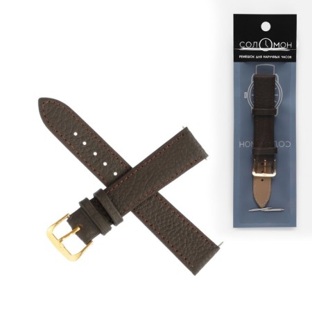 Solomon watch strap, 18 mm, genuine leather, L-20 cm, brown with embossing