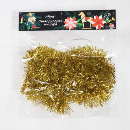 Garland "tinsel" 1 m dew, ip20, golden thread, 22 led, 6 layers, d = 7 cm, glow warm white, CR2032x2-3