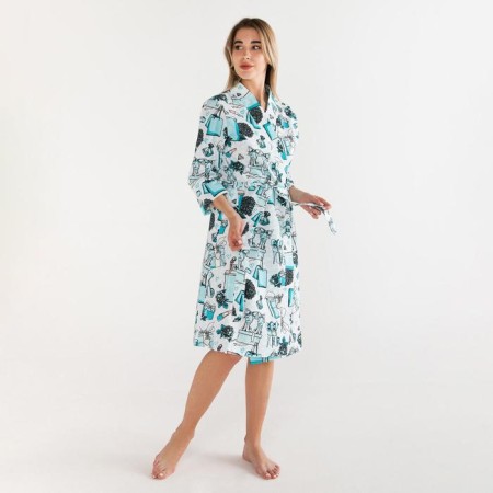 Women's bathrobe Ethel "Mint Mood" sleeve 3/4, size 42-44, waffle 200g/m2, 100% cotton