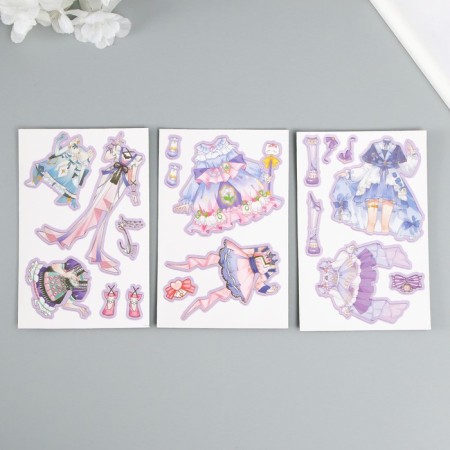 Sticker-game "Princess Outfits" MIX set 3 sheets, 2 dolls 16x11x2 cm-7