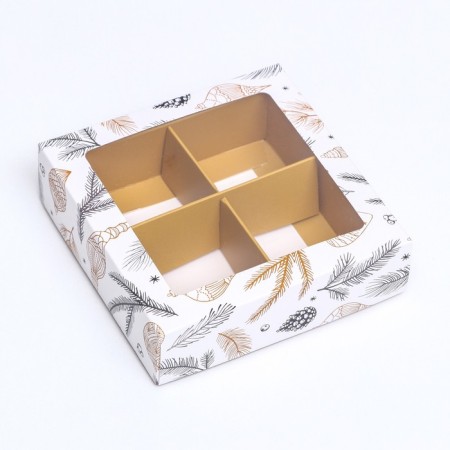 Box for sweets 4 pcs, 12.6 x 12.6 x 3.5 "New Year's toys"-6