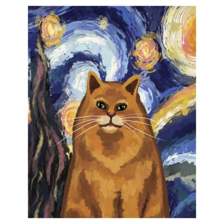 Pillow Belly “Star Night and Cat, Decorative, size 16x45 cm-1