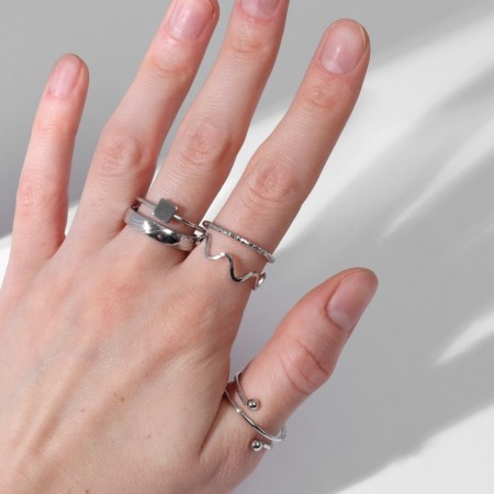 Ring set 5 pieces "perfect fingers" aura, color silver-2