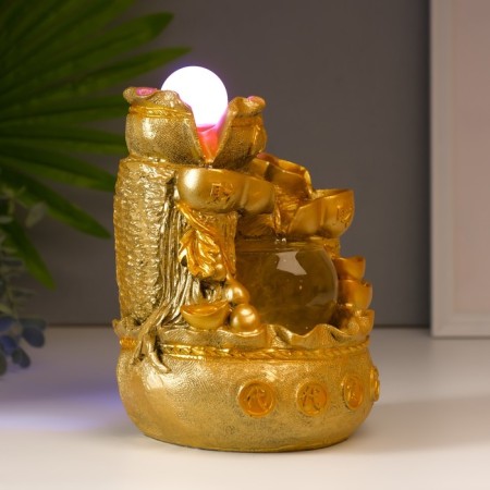 The desktop fountain from the network, the backlight "bag with gold ingots" gold 21x15x12 cm-1
