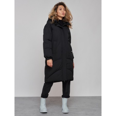 Coat insulated winter female, size 42, black color-1