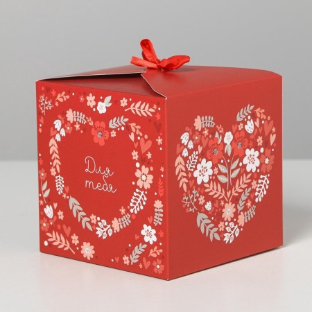 Gift folding box, packaging, “with all my heart”, 12 x 12 x 12 cm-2