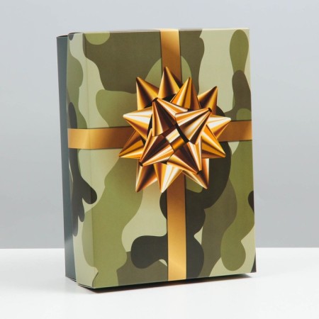 Gift box, cover is, the team "Camouflage with a bow", 21 x 15 x 7 cm