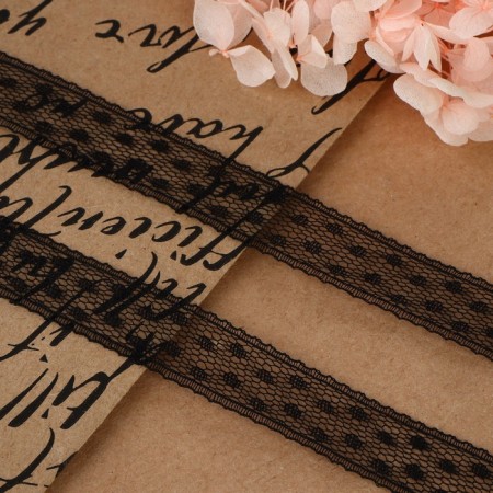 Capricon lace, 15 mm × 10 ± 1 m, black color-1