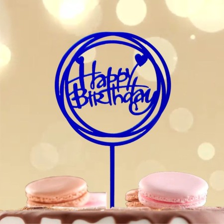 Topper "Happy Birthday", circle, blue color-1