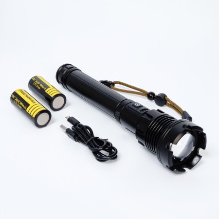 Manual battery, 5000 mAh, P90, COB, IPX4, 7 modes, zoom, USB, microUSB-3