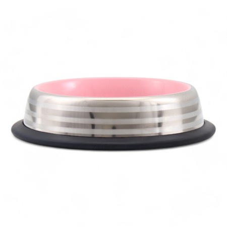 A bowl with a non-slip base, 225 ml, silver-pink-2