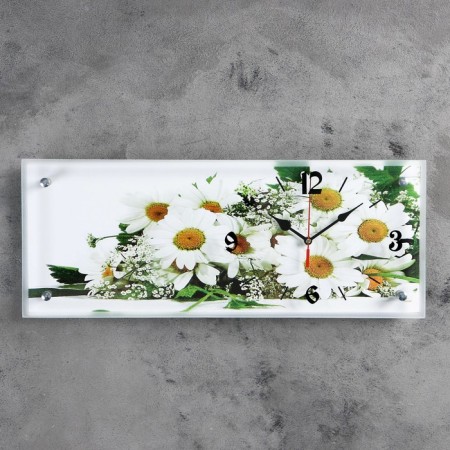 Carty clock is wall, series: flowers, "chamomile", 20 x 50 cm