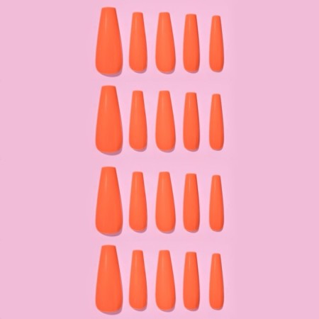Patch nails, 24 pcs, shape of the ballerina, color neon orange-1
