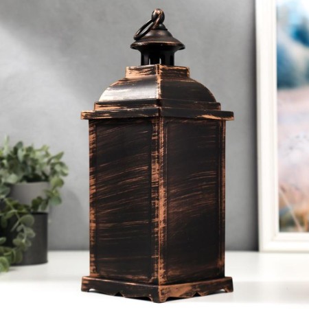 Spar "fireplace" LED from batteries 3HAAA Black with a golden patina 13, x13x34 cm Risalux-3