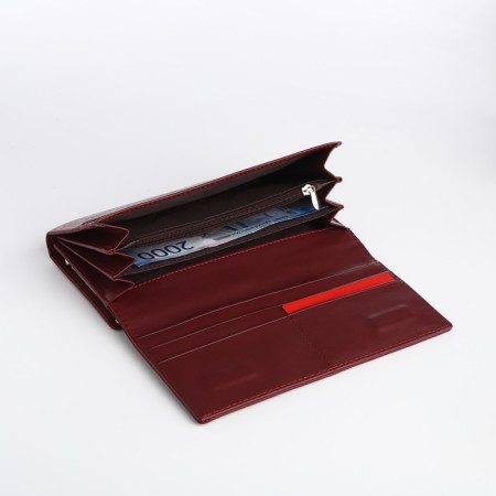 Women's wallet on a magnet, burgundy color-4
