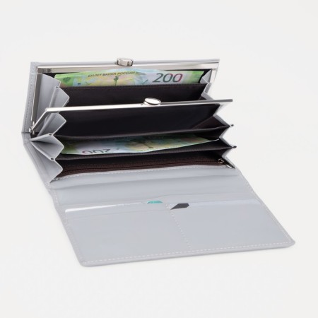 Women's wallet on magnets, gray color-3
