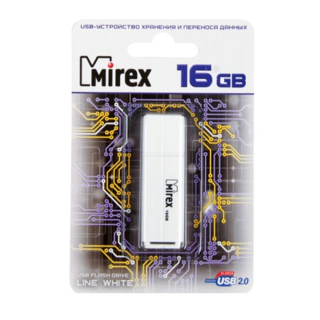 Flashka Mirex Line White, 16 GB, USB2.0, Thu up to 25 MB/s, PBU up to 15 Mb/s, white-1