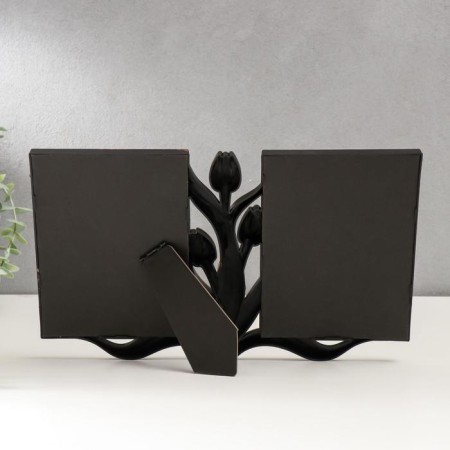 Photo frame plastic in 2 photos 10x15 cm "tulips" Dark gold 20x31 cm-3