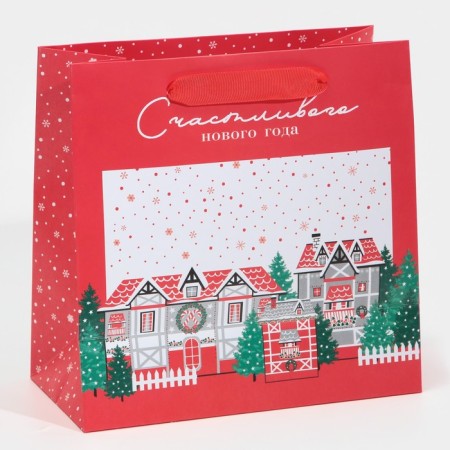Laminated square “Winter in the city”, 22 x 22 x 11 cm, New Year-2