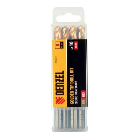 Drill Denzel 717222, 10 mm, HSS-Tin, Golden Tip, 8 pcs.-4