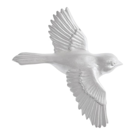 Wall decoration, plaster panel "birds" 3 pcs, silver-3