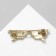 Brooch "Glasses" in pixels, black color in gold