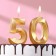 Candle in the cake jubilee "line" (set 2 in 1), number 50, gold metallic, 6.5 cm